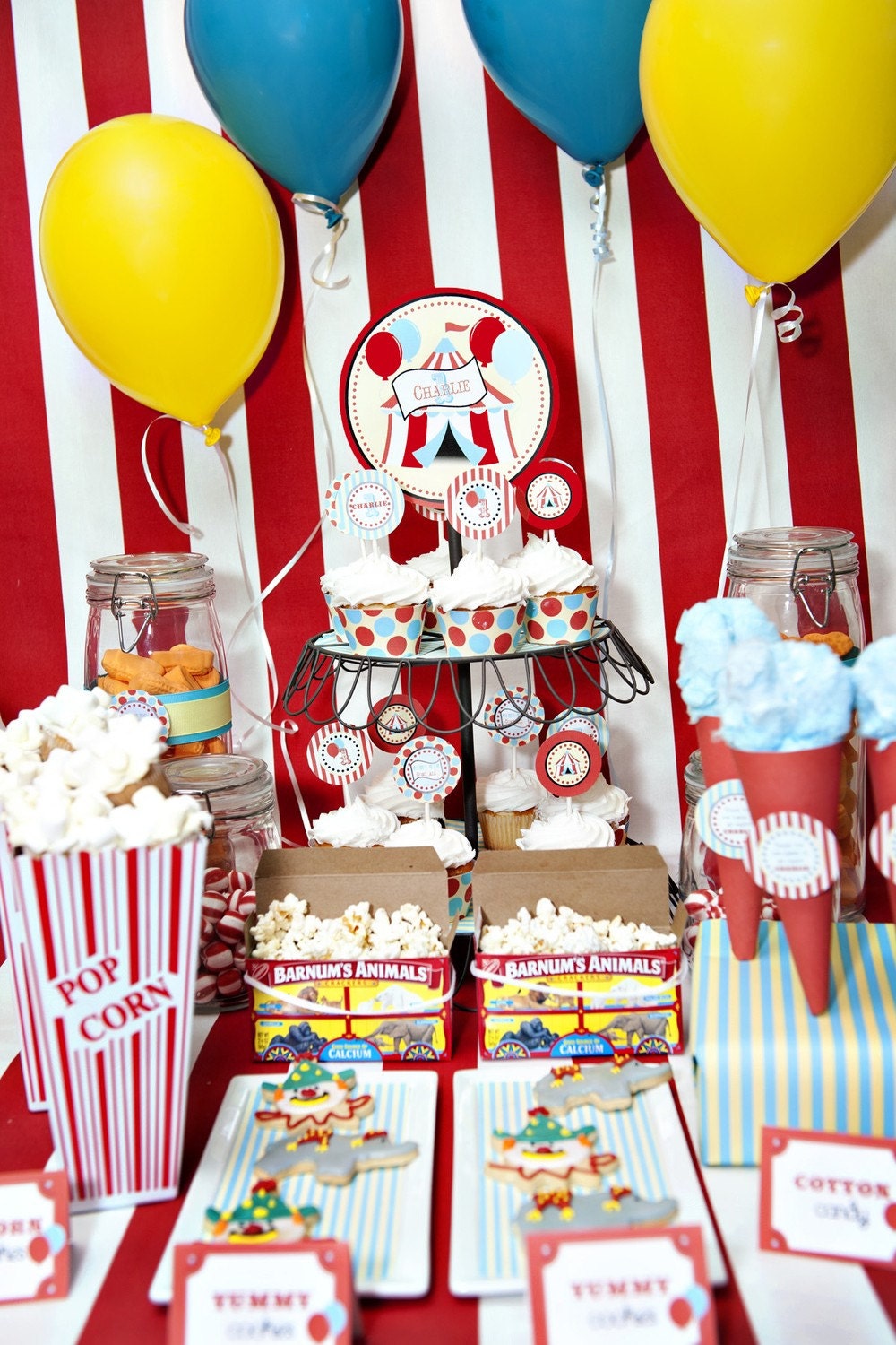 Circus Carnival Big Top Invitation - Aqua and Red - PRINTABLE - By A Blissful Nest