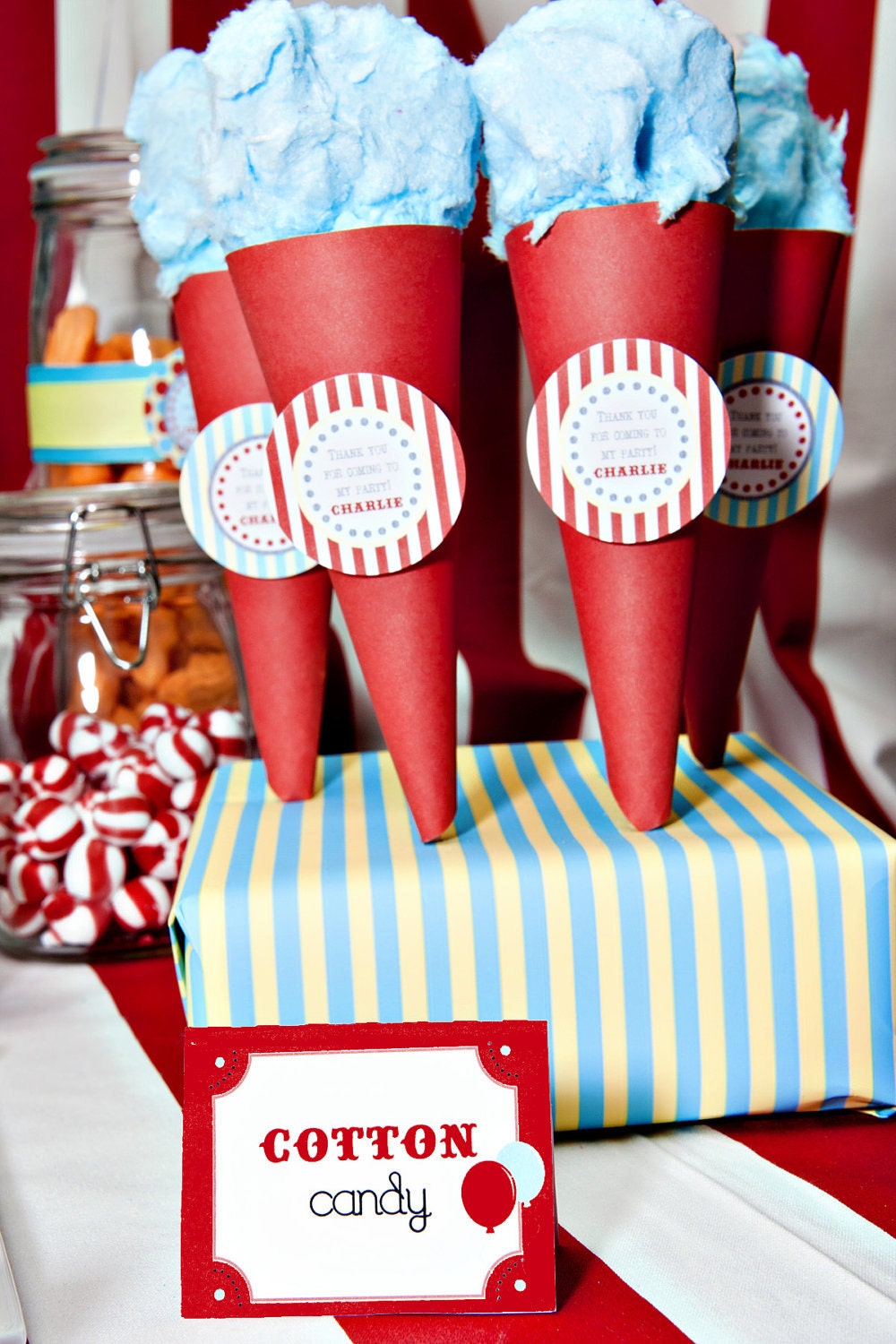 Circus Carnival Big Top Invitation - Aqua and Red - PRINTABLE - By A Blissful Nest