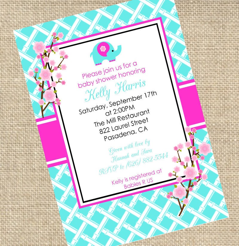 Baby Elephant Invitation - Baby Shower - PRINTABLE - By A Blissful Nest