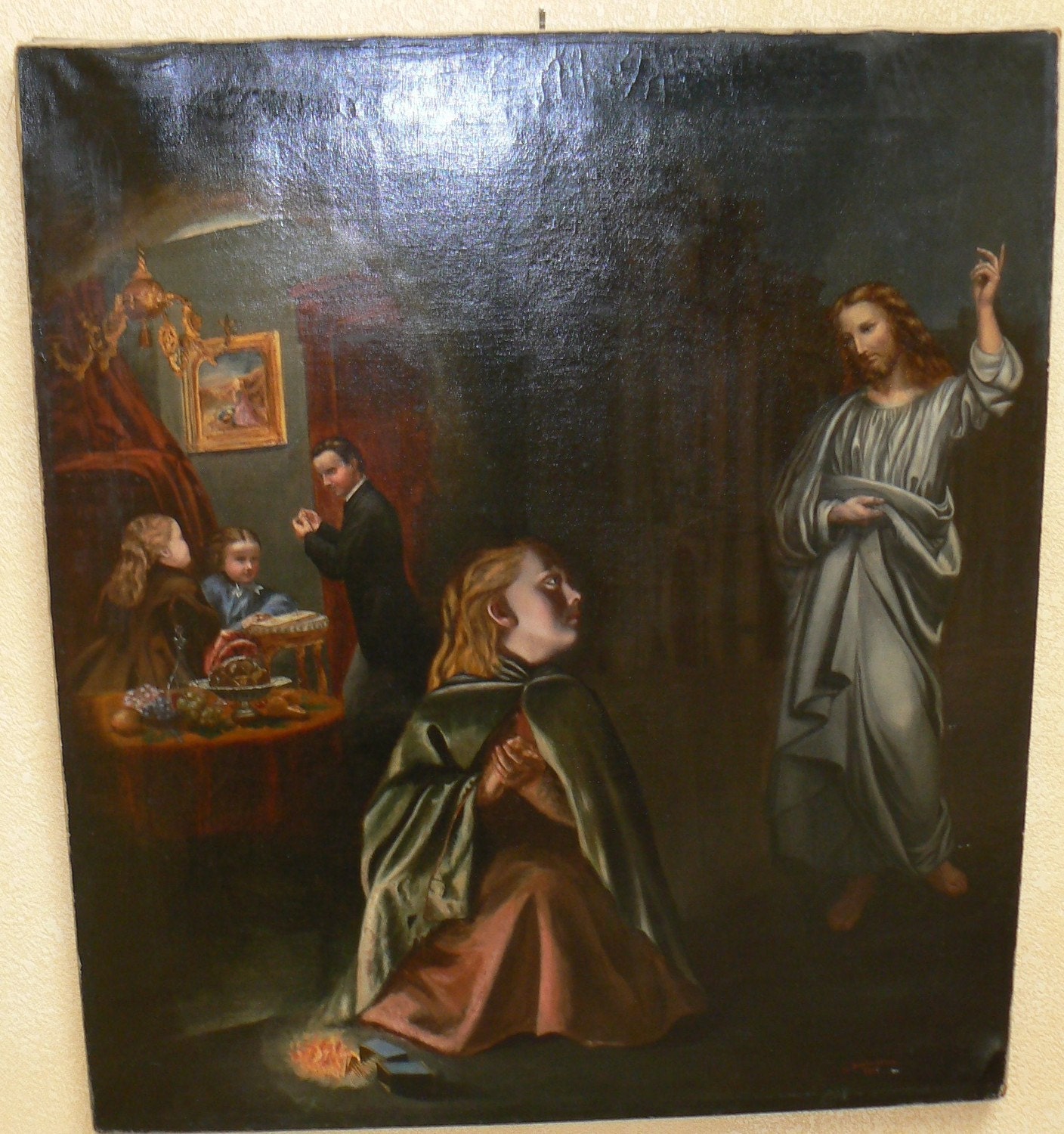 Antique The Little Match Girl Signed 1867 Oil Painting Charles M.Quiller Orchardson