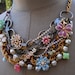 Bib Statement Necklace Vintage Enamel Flower Necklace - It's A Spring Fling Thing
