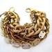 Multi Strand Bracelet Gold Mixed Metal Vintage Chunky Copper Cuff with Rhinestones and Pearls Bridesmaid Bracelet - Golden Ticket Bracelet