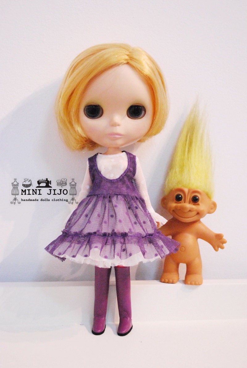 Super Value Blythe Little Maid Purple Lilac Set Ruffle Lace