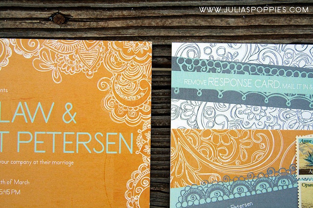 paisley wedding invitation suite