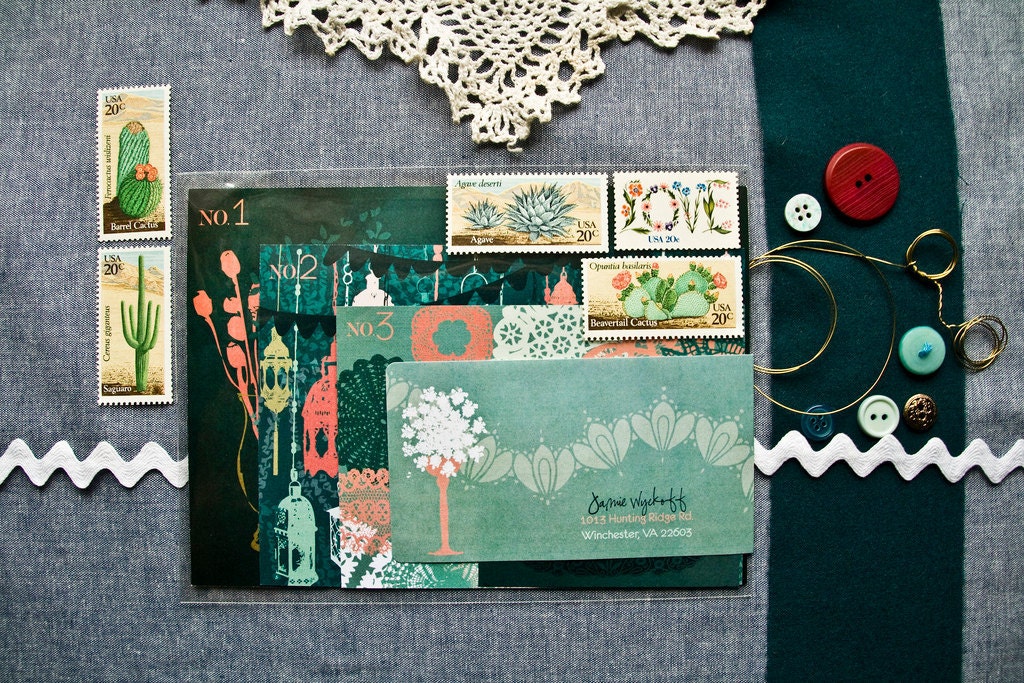 eclectic wedding invitation suite