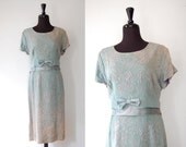 Vintage 1960s HOTHOUSE mint textured crepe dress lg xlg