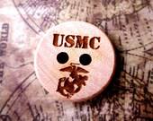 Set of 5-USMC -3/4 inch wooden engraved buttons