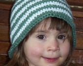 adorable sage and white cotton hat  2 to 4  years