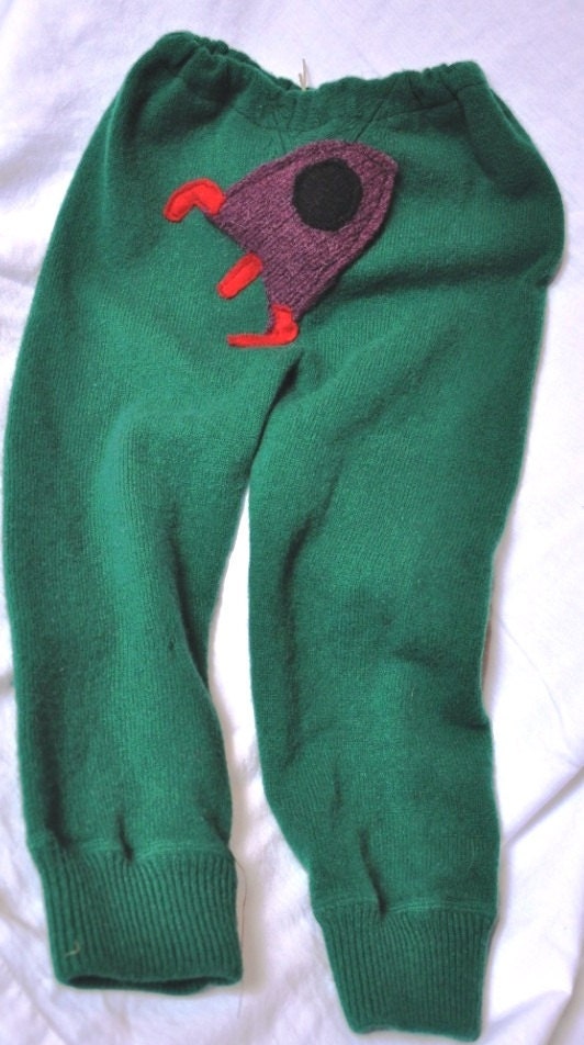 rocket pants - green big - kid pants (size 4)