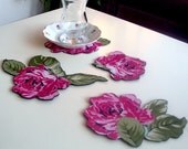 Fabric Coaster Table Charm Girl Room Home Decor Set of 4 Handmade Unique