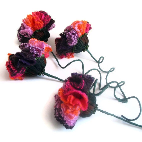 Stylish Knit Fabric Flowers Home Decor (set of 4)