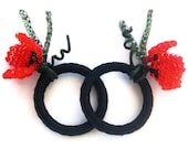 Napkin Rings Holder Inseparable Lovers for Dinner of Two Swarovski Beads Flower OOAK
