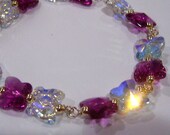 14K Gold Filled Swarovski Crystal Double Bracelet 12 Colors Butterfly 925 Silver too
