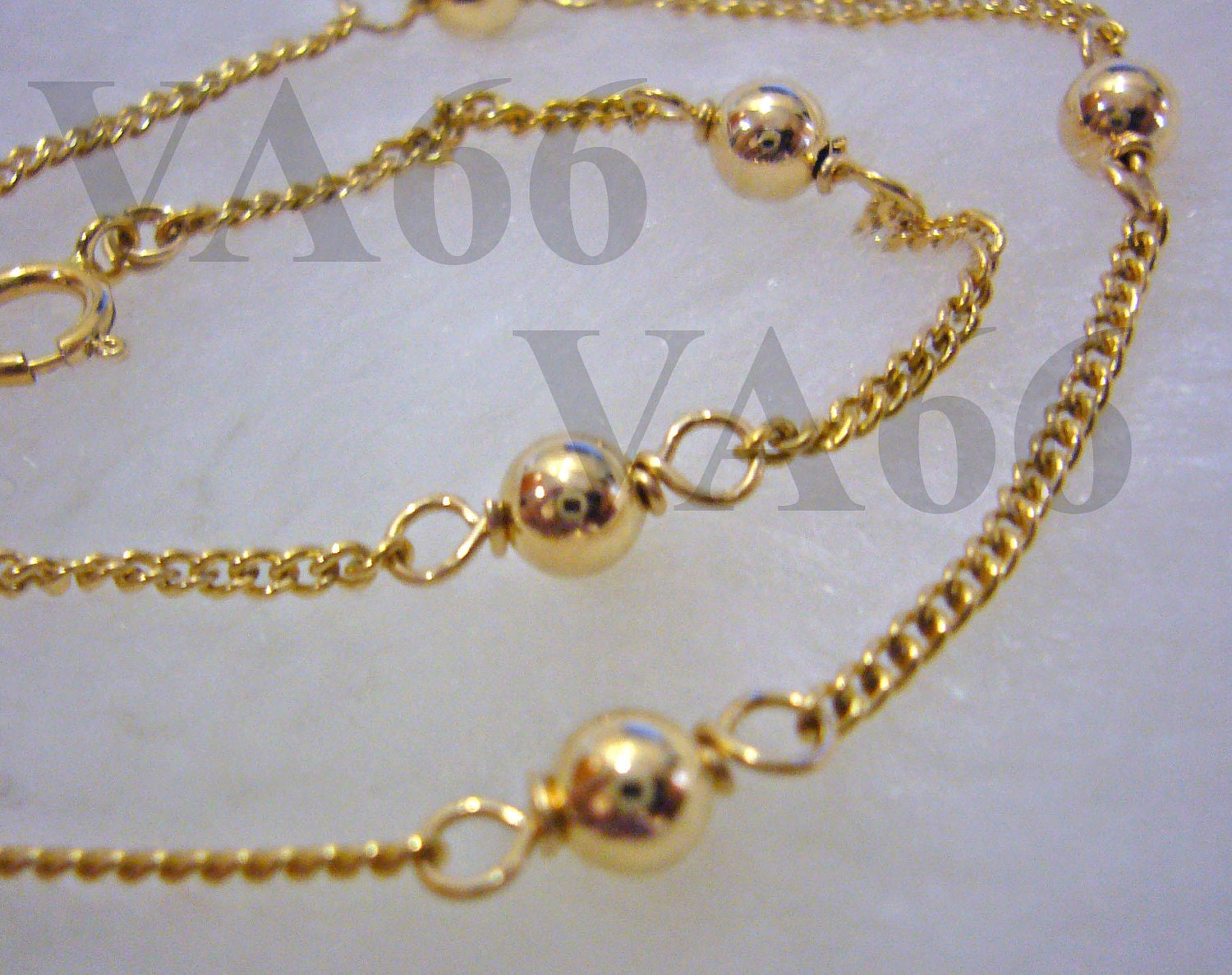 14k Gold Filled Anklet with Bali Beads Simple and Elegant for Bride, Bridesmaids, MOB, Mother, Gift, Birthday