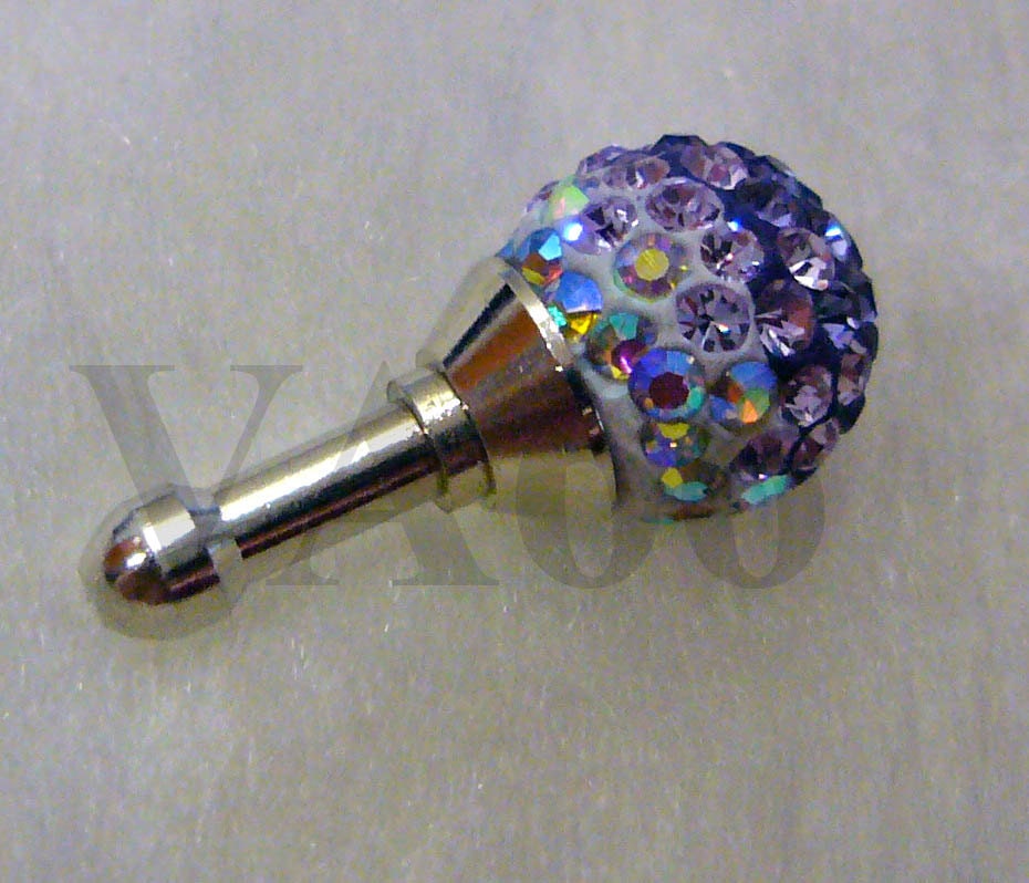 Bling Bling Handphone Czech Purple Crystal AB Anti-Dust Plugs Earphone Cap Jack for Iphone 4 phone