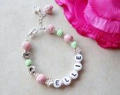 Pink and Green Personalized Bracelet B082