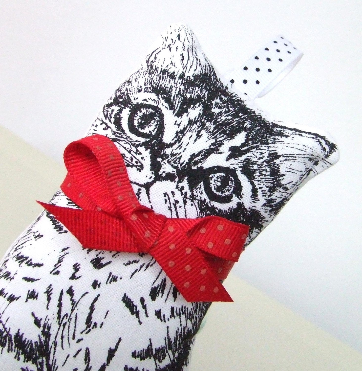 Scented Pillow Cat Black Smelly Cat Smelly Cat Gocco Printed Lavender Sachet with Red Bow