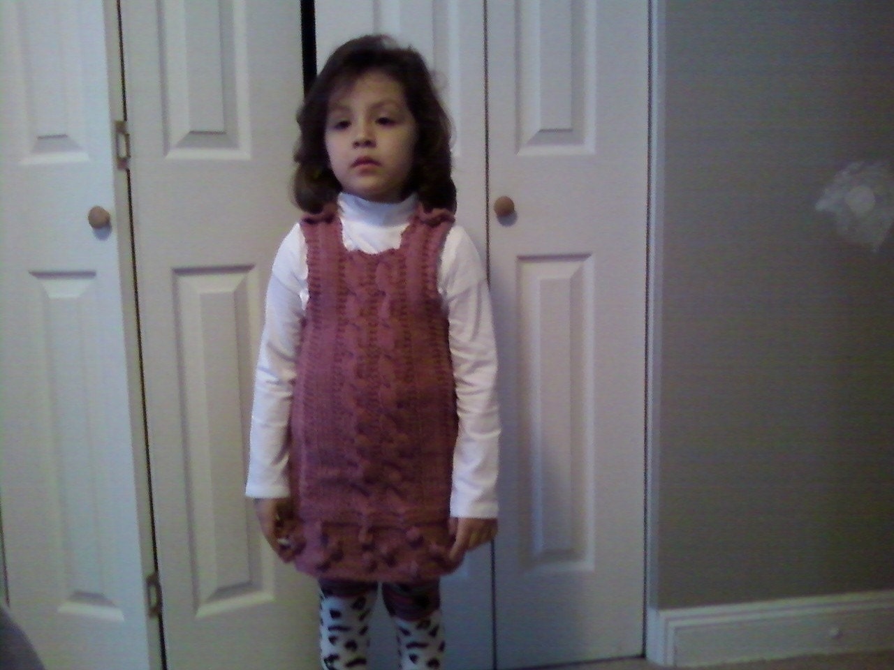 Girls pink dress/ cable stitch/size 5/ custom orders welcome