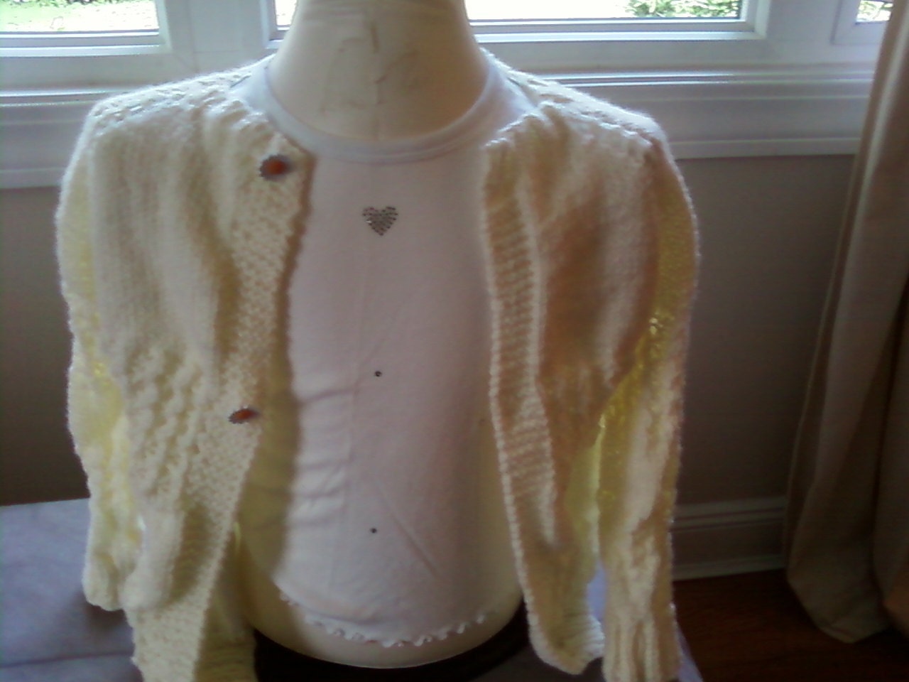 Hand knit girls light cream cardigan/Size 7/Custom orders welcome