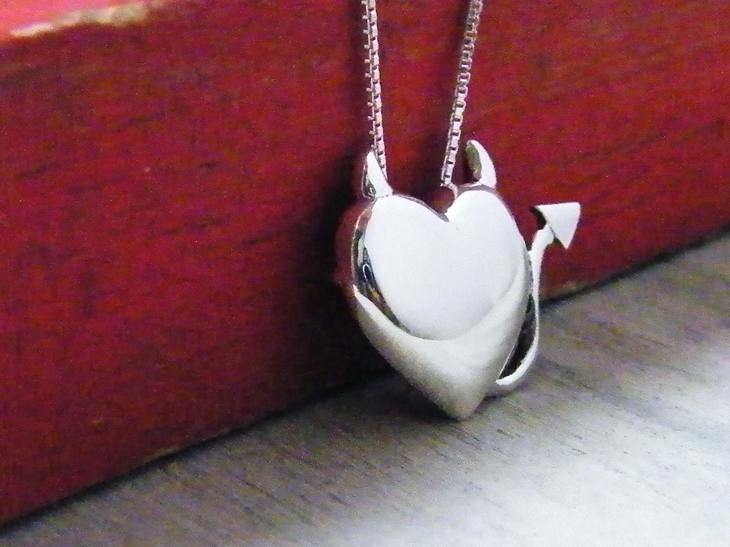 devil heart necklace sterling silver pendant
