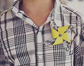Grey and Yellow Wedding Custom Pinwheel Boutonniere or Corsage set of 3 by Rule42
