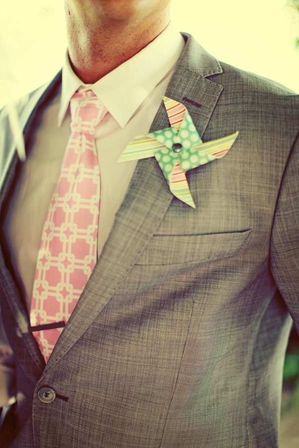 Custom Pinwheel Boutonniere or Corsage set of 3 by Rule42 As Seen on Style Me Pretty