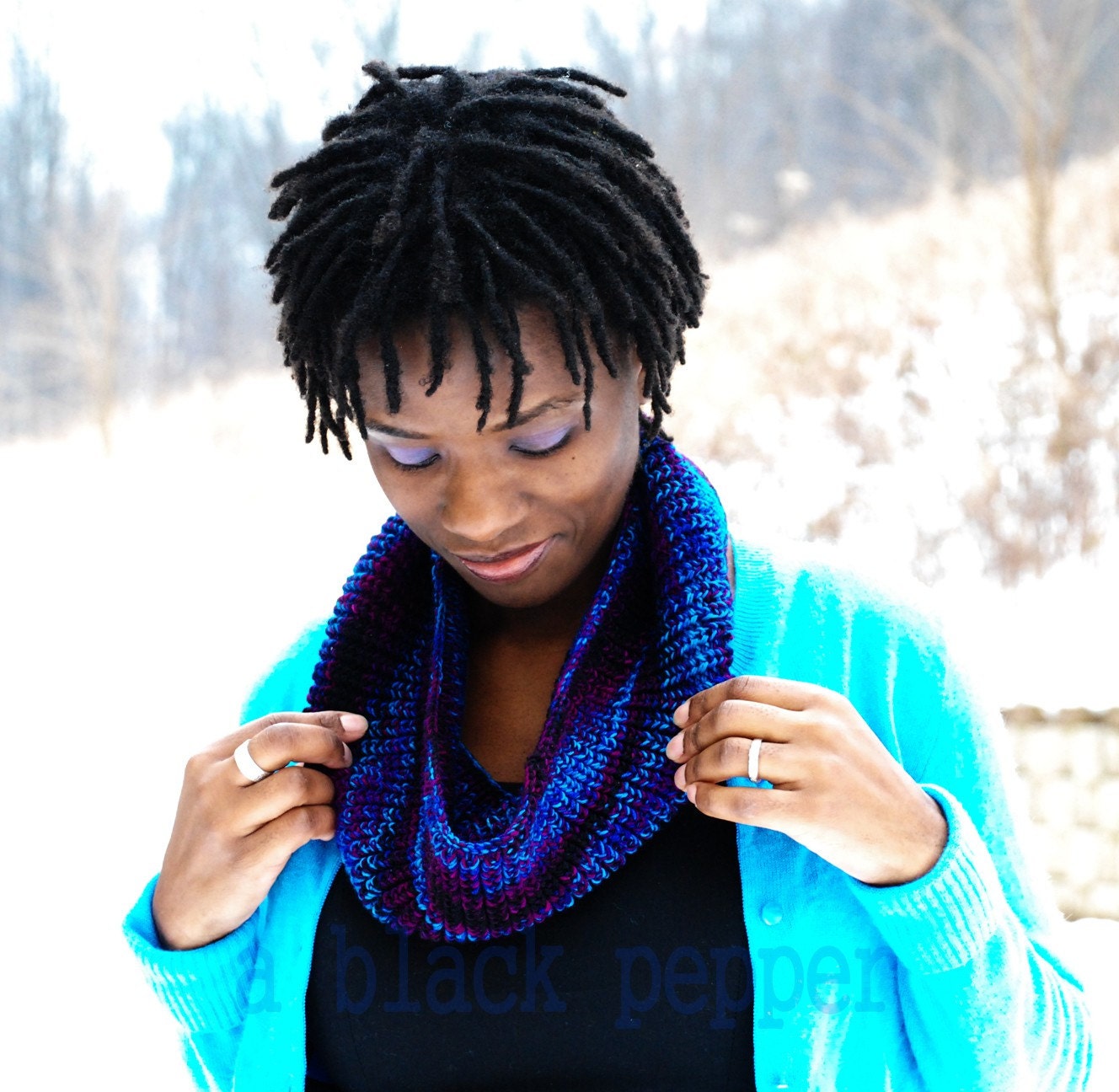 Fiona on the fly cowl - Rib Knit Pattern - Unisex Adults -Original Knitting PDF pattern - design by A BLACK PEPPER