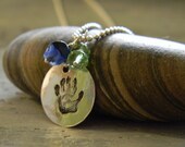 mothers birthstone necklace with handprint