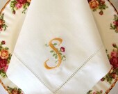 Monogrammed Linen Napkins, Dinner Napkins, Set of 6, Choose Your Own Monogram Style:  Cottage Roses, or Modern, or Elegant, or Heirloom