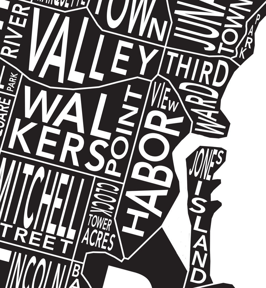 Urban Neighborhood Poster - Milwaukee INVERSE - 24 x 36