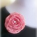 Red and White Pin Stripe Flower Pin, Candy Stripe, Valentines Day Brooch, Classic and Retro
