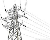 Fine Art Photograph 18x12 inch - Geometric Power Lines, Steel Pylon, Transmission Tower - Signed Limited Edition