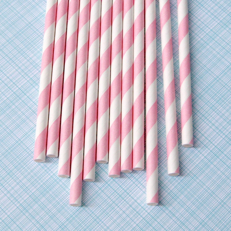 Pink Striped Paper Straws with DIY Flags (25) Il_170x135