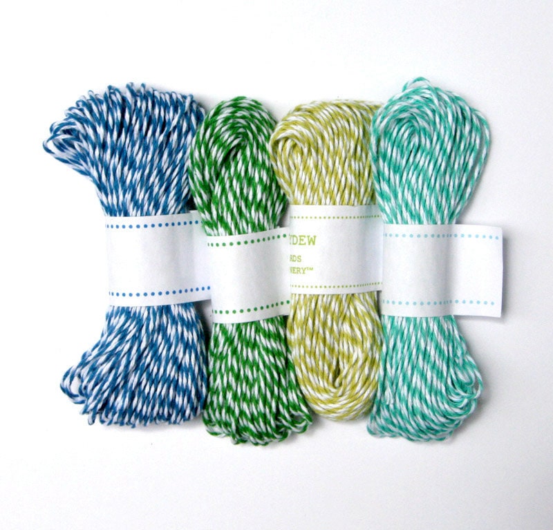 Ocean Mix Bakers Twine - Denim Blue, Peapod Green, Honeydew Green and Caribbean Teal Twine - 4 packs (60 yards) Il_170x135