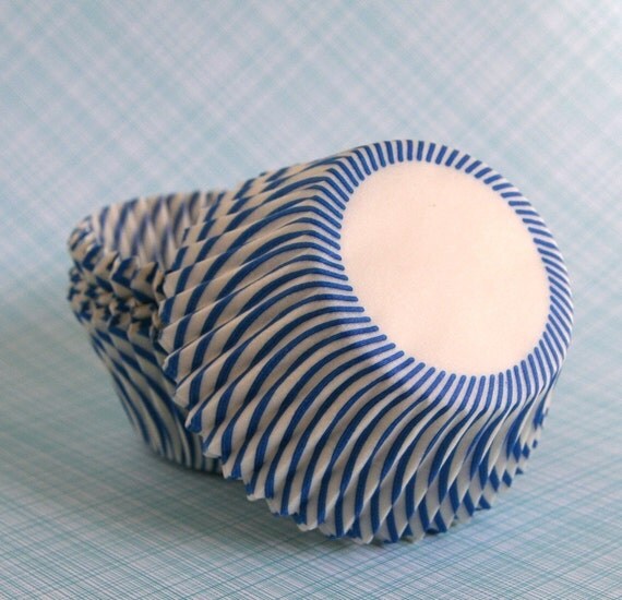 Blue Stripe Cupcake Liners (45) Il_570xn