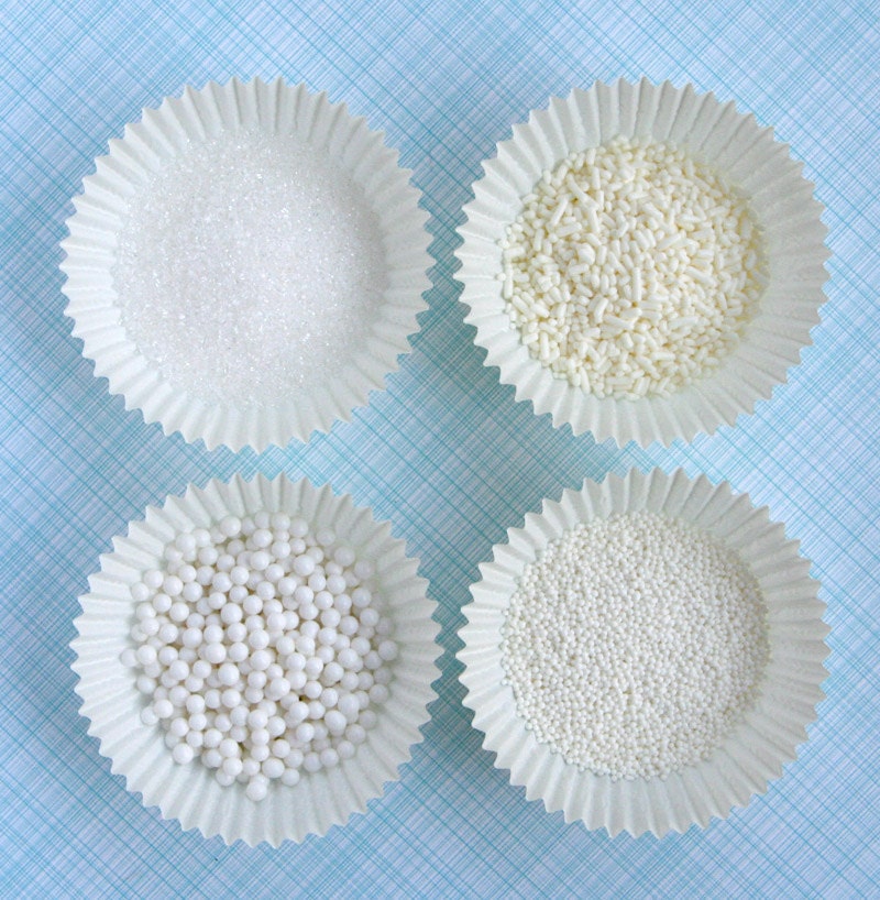 White Sprinkle and Sugar Mix for Decorating Cupcakes and Cookies (8 ounces) Il_570xn