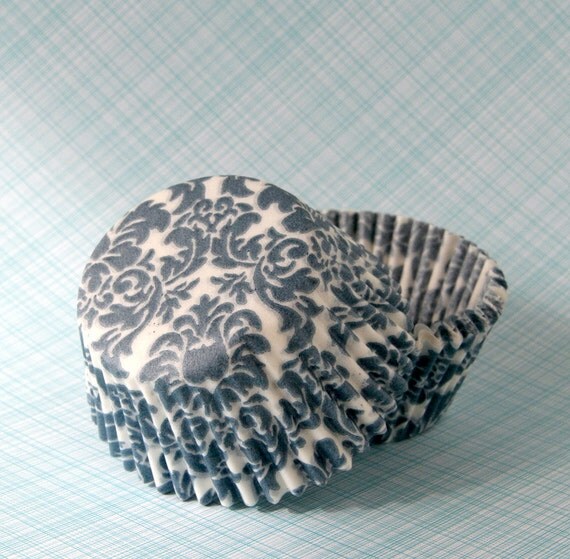 Baking Cups - Gray Damask Cupcake Liners (45) Il_570xn
