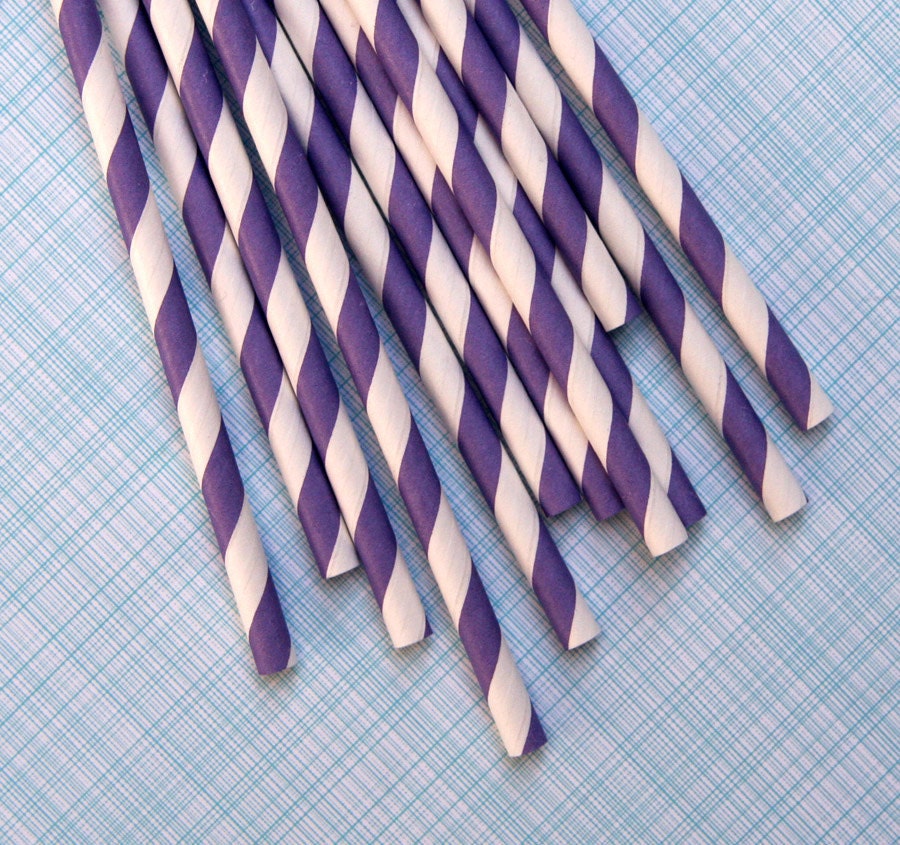 Purple Striped Paper Straws with DIY Flags (200) Il_570xn