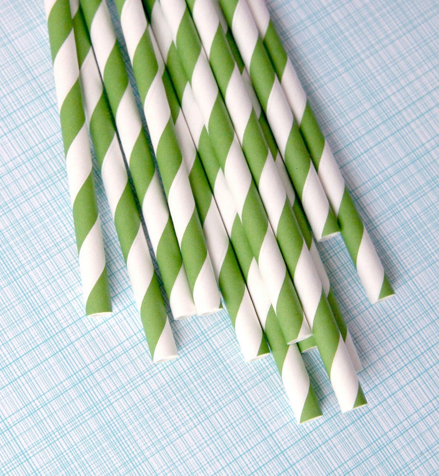 Kelly Green Striped Paper Straws with Free Printable DIY Flags (200) Il_570xn