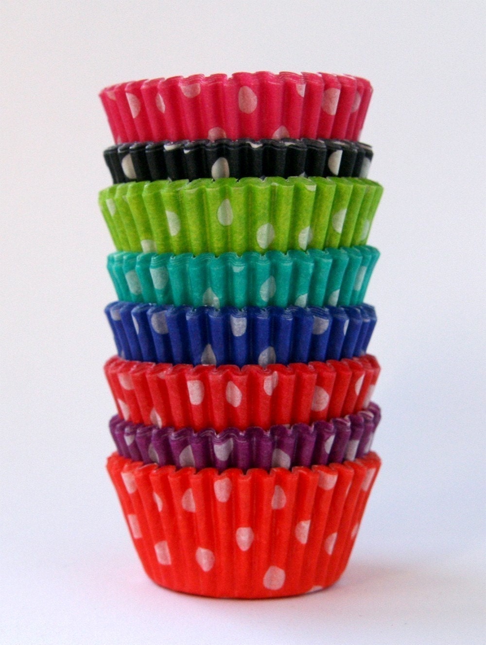 MINI Cupcake Liners - 8 Color Polka Dot Mix Mini Baking Cups (80)