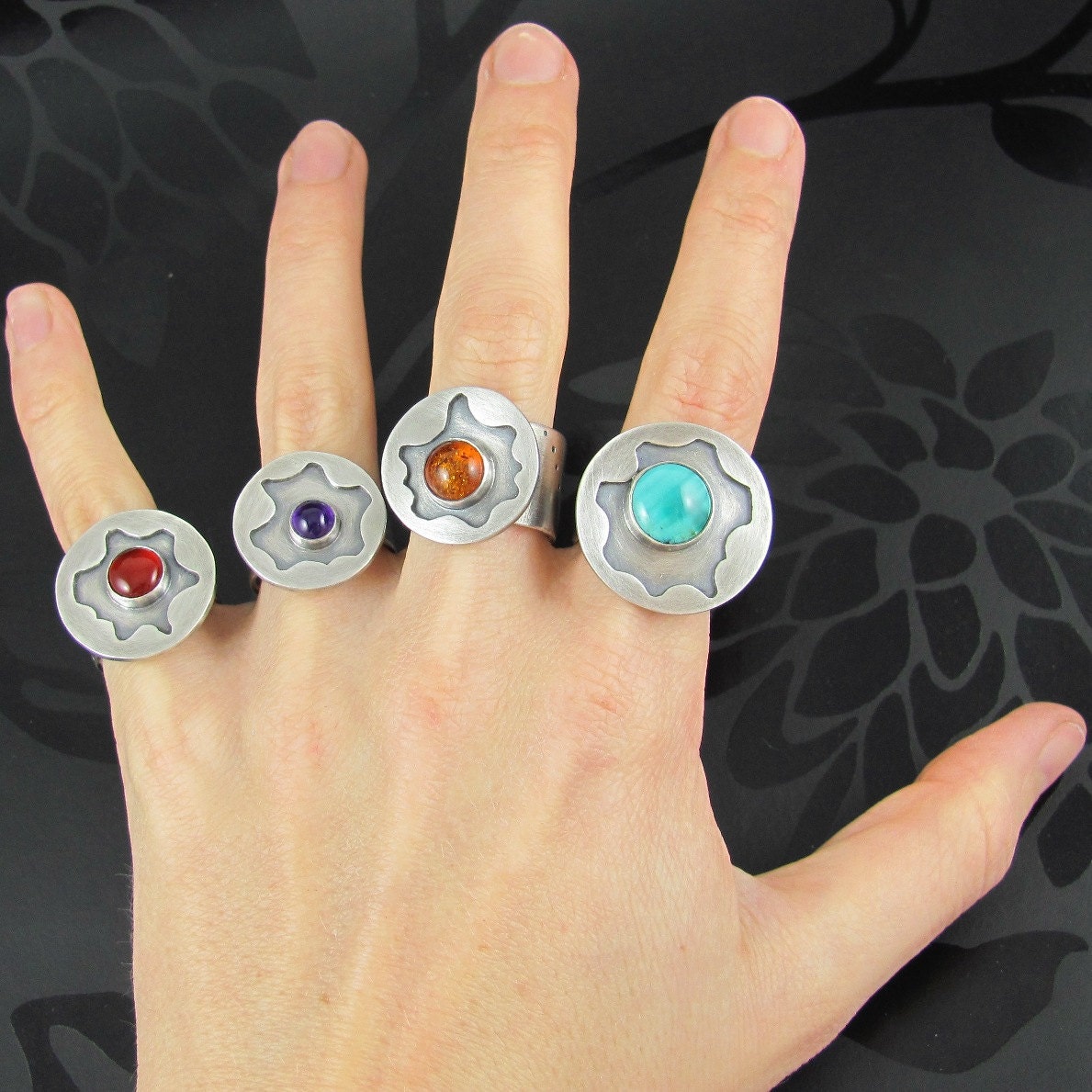 carnelian nucleus sterling silver ring - carnelian ring - sterling silver ring - gemstone ring - cocktail ring