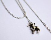 Fawn - Silver Ear Cuff Wrap with Draping Chains and Deer Charm