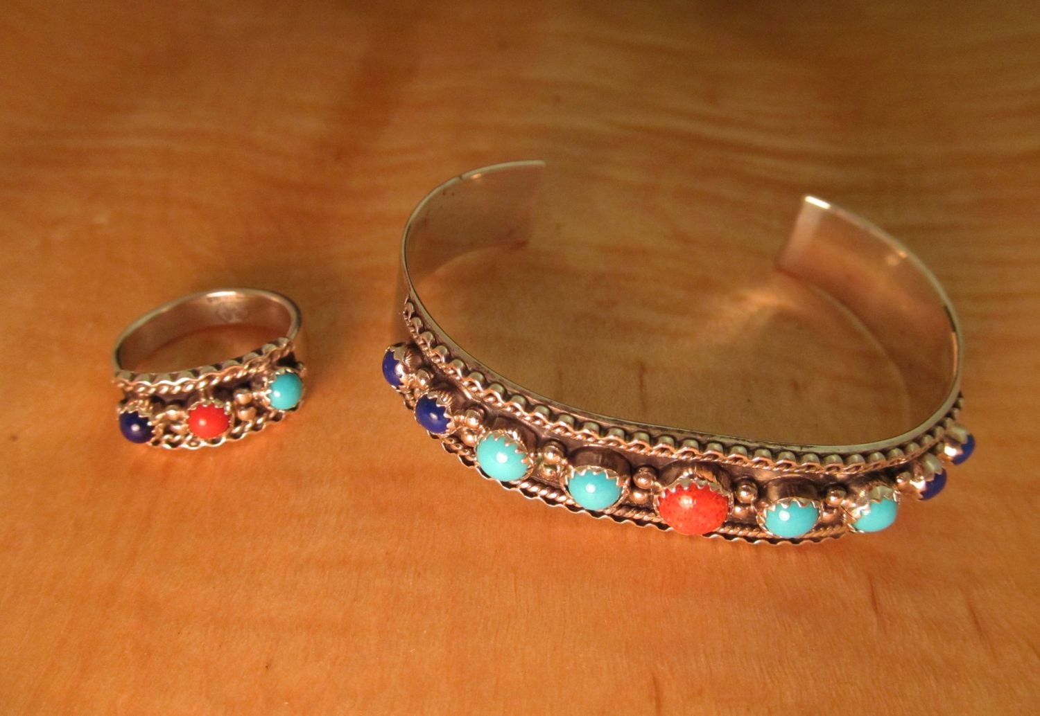 Silver Bracelet Ring Set Southwestern