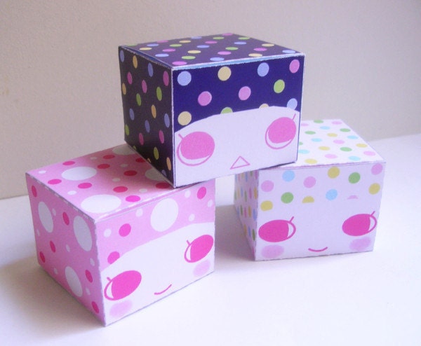 DIY PDF 300dpi printable digital sheet -3 BOX - polka dot Girls