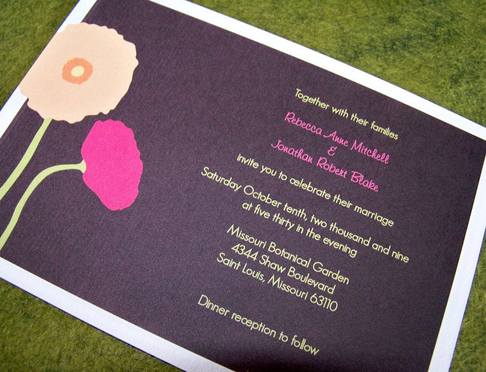 Modern Poppy Wedding Invitation Sample Set