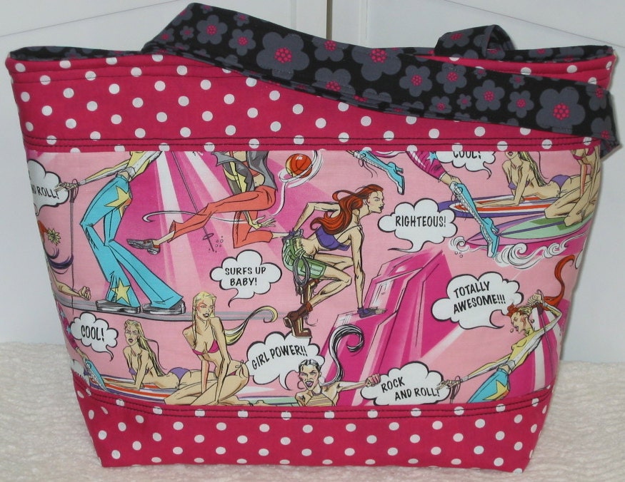 Girl Power Large Tote Bag Extreme Sports Purse Ready To Ship
