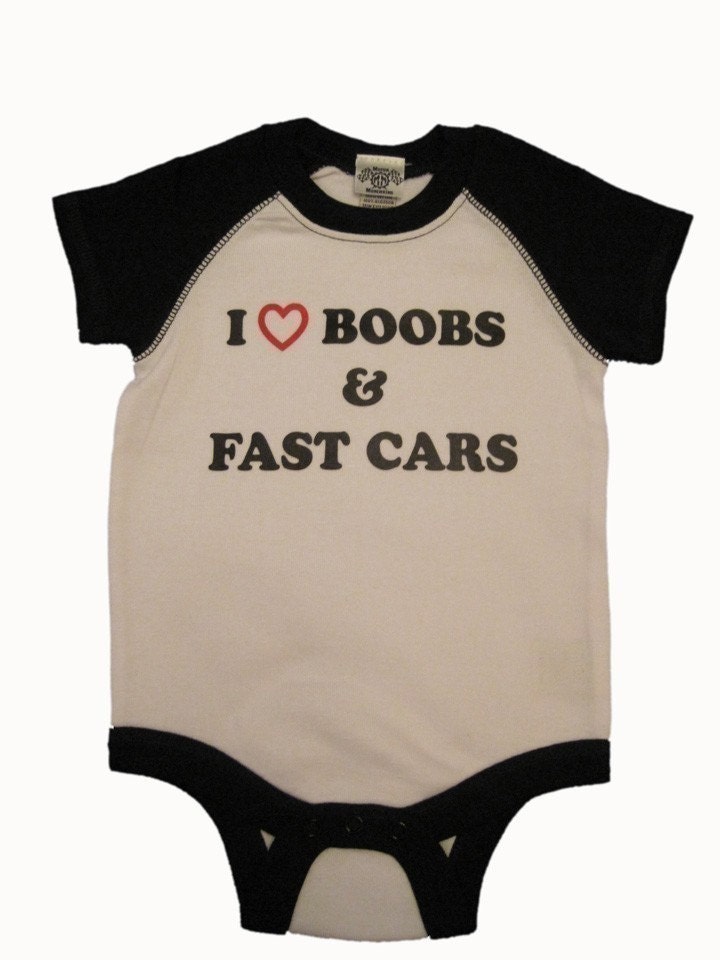 Boobs and Fast Cars Baby Onesie