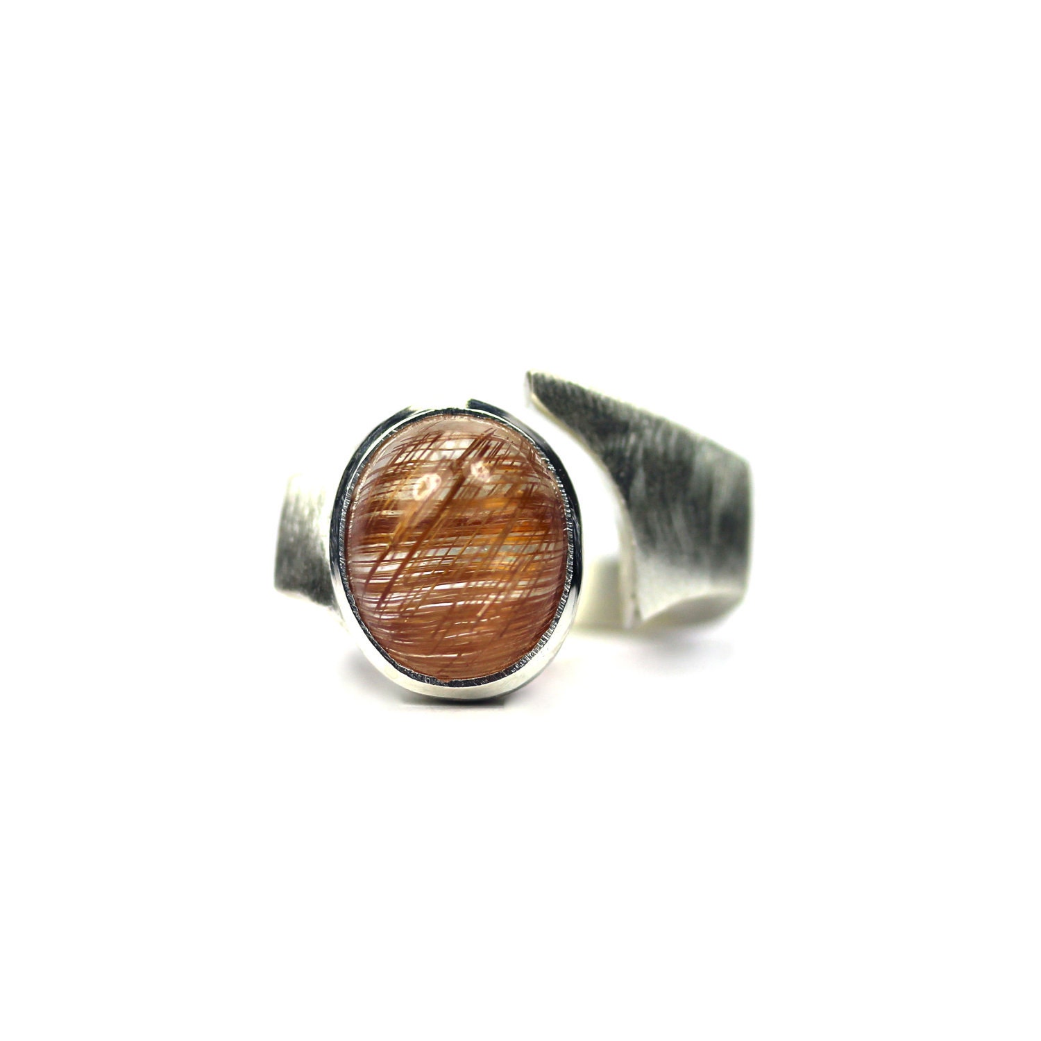 Modern Silver Rutilated Quartz Ring - Modern Fin