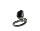 Black Sterling Silver Forged Flower Ring - Schwarze Tulpe - NangijalaJewelry