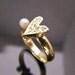 14K Yellow Gold Heart Pearl Love Ring - Heart and Pearl